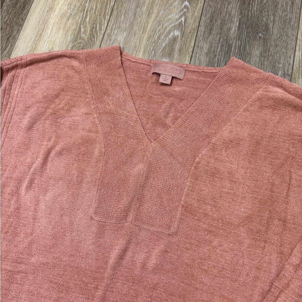 Barefoot Dreams CozyChic Ultra Lite Dusty Rose V-Neck Sweater - Picture 6 of 14